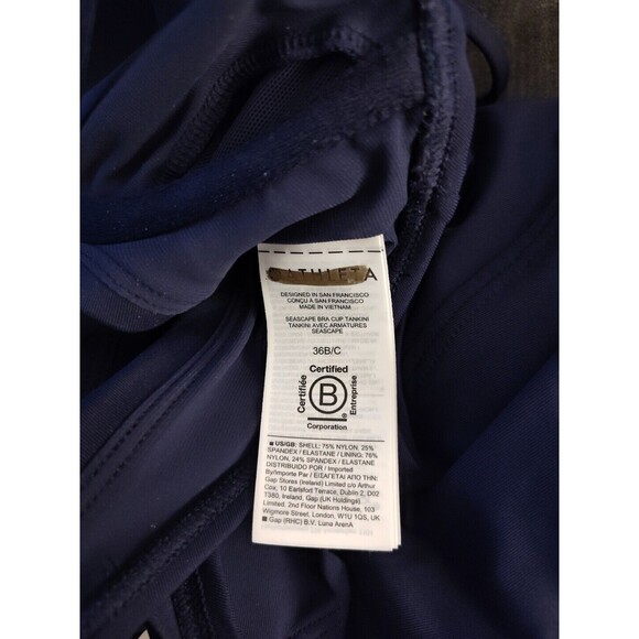 Athleta Seascape Bra Cup Blousy Modest Tankini Top Navy Blue 36B 36C Medium NWT - Picture 10 of 11